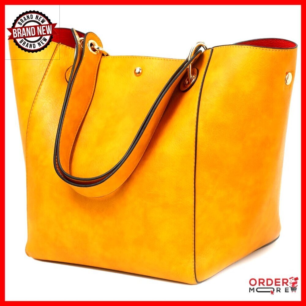 Large Work Tote Bag with Crossbody Strap, Vegan Leather, 25L Capacity